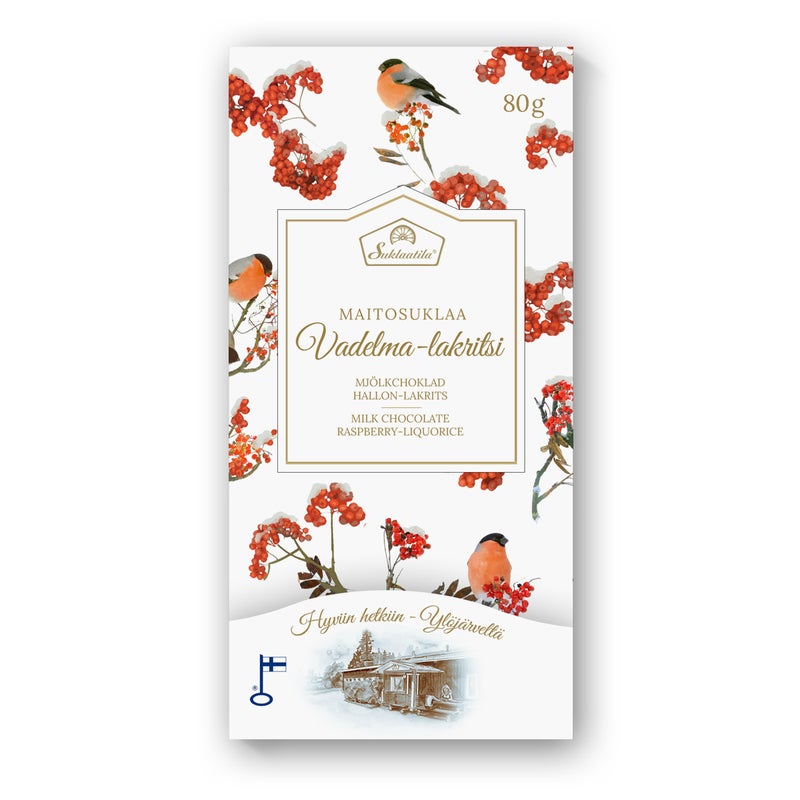 Joulusuklaa vadelma-lakritsi 80g